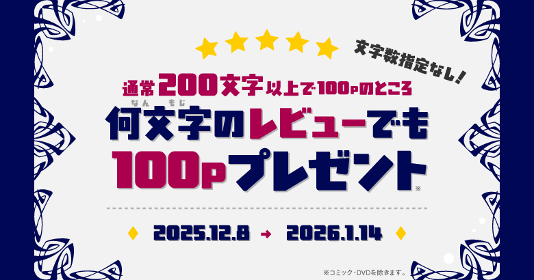 何文字のレビューでも100Pプレゼントキャンペーン