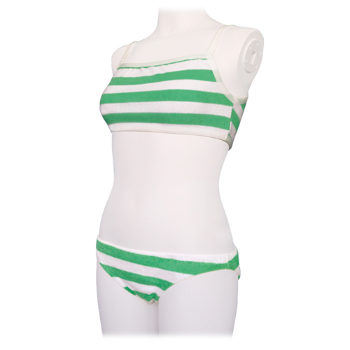 やわらか縞パン&縞ブラ おとこの娘用 ミント