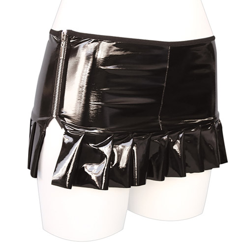 おとこの娘用にデザインしたプリーツスカート 限界のギリギリマイクロミニ セクシーなサイドスリット入り おしゃれで履きやすいジッパー付きおとこの娘用2Lサイズ(男性用Mサイズ)【ウエスト】80〜88cm【着丈】22cm