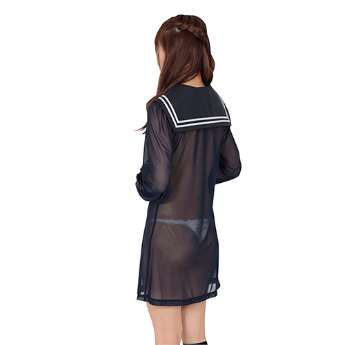 【売り切り特価】シースルーセーラーワンピ　紺