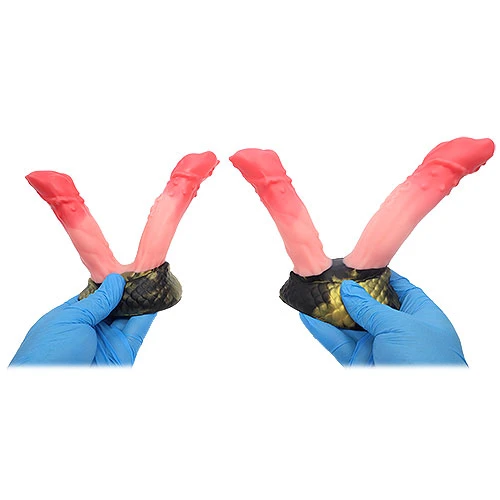 【双璧】 TWINS 双頭ディルド アナルプラグ【蛇苺赤】・XSサイズ