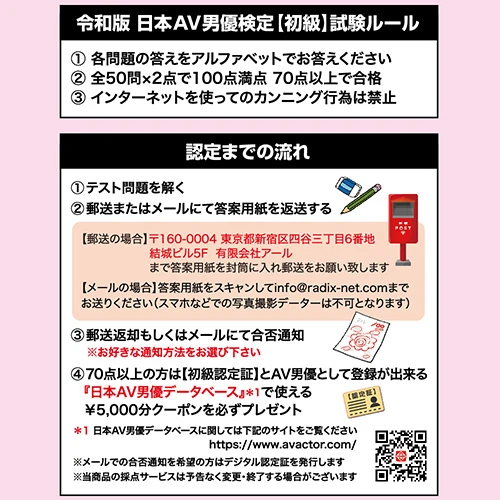 令和版 日本AV男優検定【初級】汁男優クラス（URMAV-001）